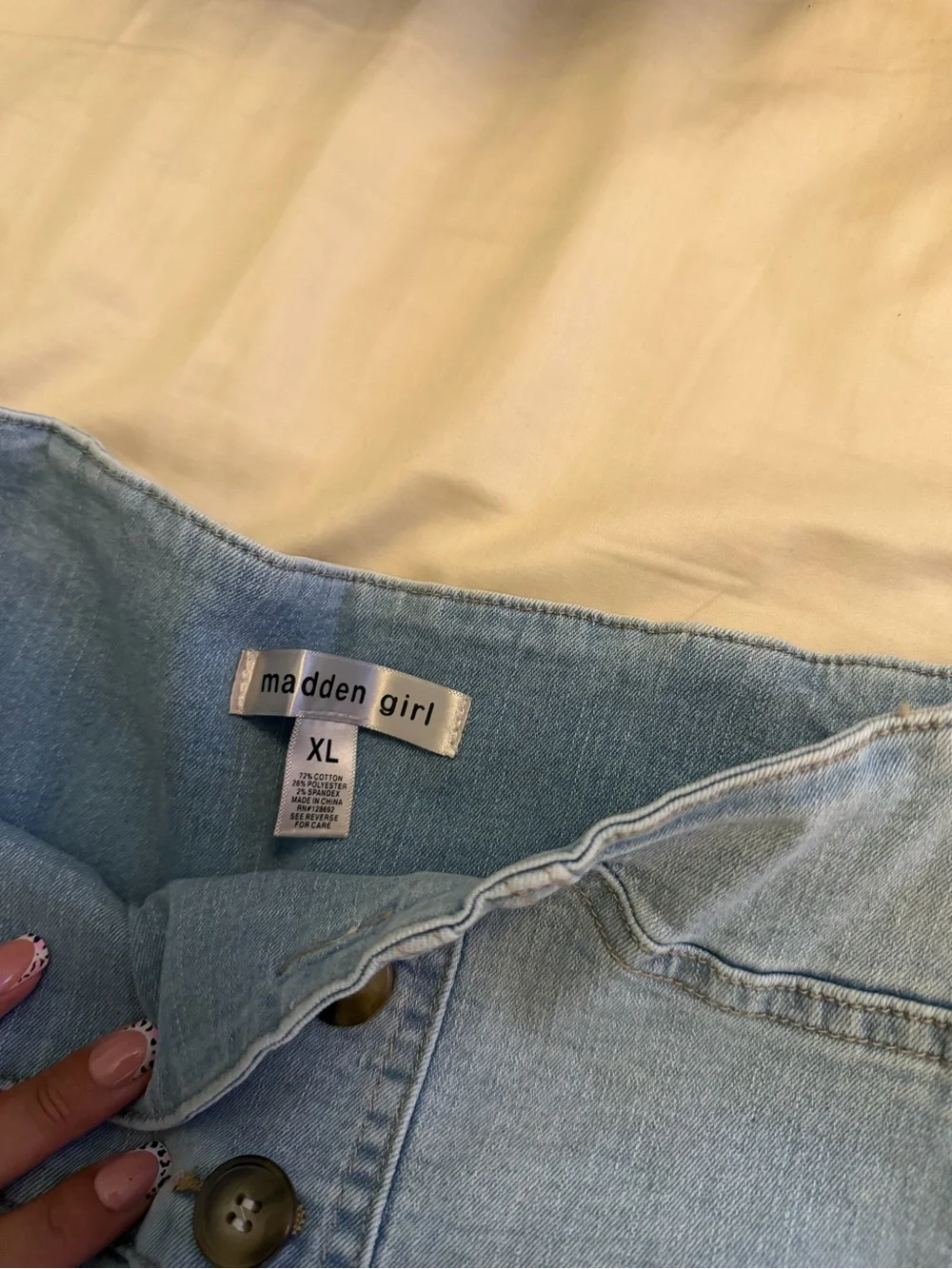 Madden Girl Light Blue Denim Mini Skirt with Button Front